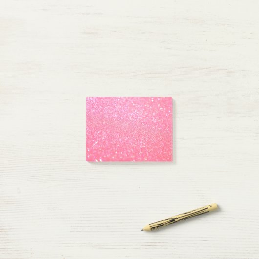 Glitterroze Post-it® Notes (Op bureau)