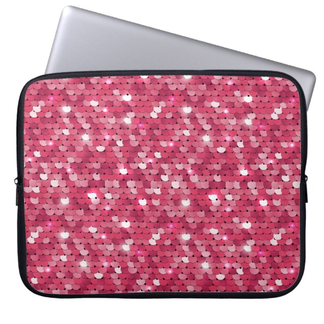 Glitterroze sequentieel laptop sleeve (Voorkant)