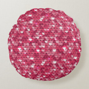 Glitterroze sequentieel rond kussen