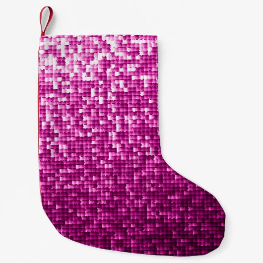 Glitterroze sequenties kleine kerstsok (Voorkant)