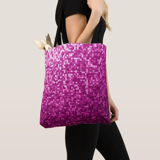 Glitterroze sequenties tote bag (Dichtbij)