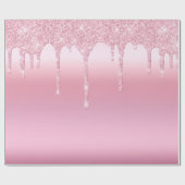 Glitterroze uitstrijken cadeaupapier (Vlak)