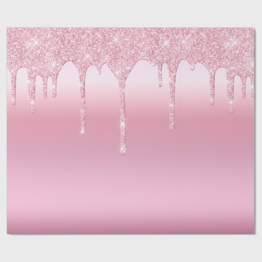 Glitterroze uitstrijken cadeaupapier (Vlak)