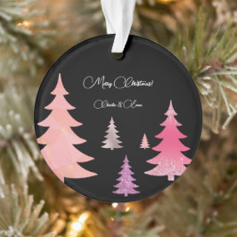 Glitterroze zwart monogram ornament