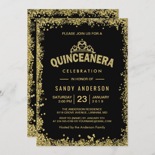 Glitters Crown Quinceanera 15e verjaardag Kaart (Voorkant / Achterkant)