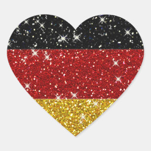 Glitters Duitsland Vlag met Sparkles Hart Sticker