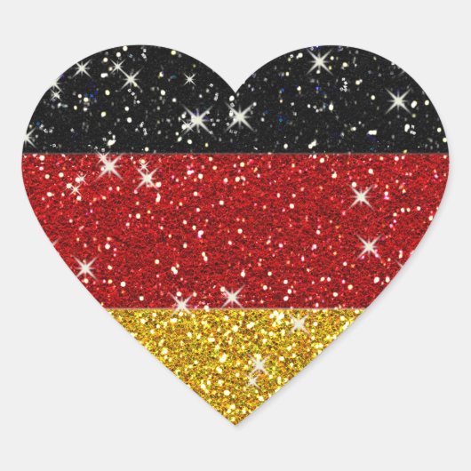 Glitters Duitsland Vlag met Sparkles Hart Sticker (Voorkant)