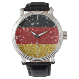 Glitters Duitsland Vlag met Sparkles Horloge