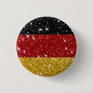 Glitters Duitsland Vlag met Sparkles Ronde Button 3,2 Cm