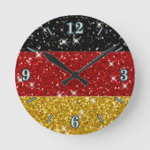 Glitters Duitsland Vlag met Sparkles Ronde Klok (Voorkant)