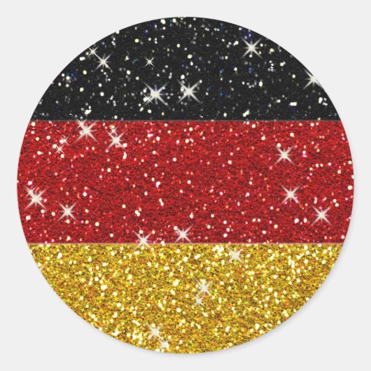 Glitters Duitsland Vlag met Sparkles Ronde Sticker (Voorkant)