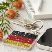 Glitters Duitsland Vlag met Sparkles Sleutelhanger (Voorkant Rechts)