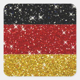 Glitters Duitsland Vlag met Sparkles Vierkante Sticker