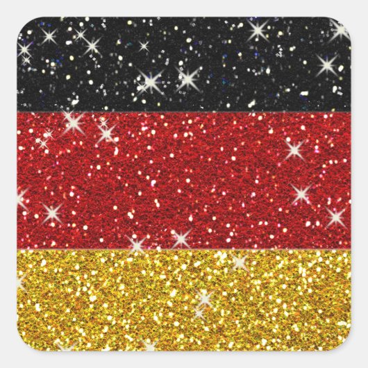 Glitters Duitsland Vlag met Sparkles Vierkante Sticker (Voorkant)