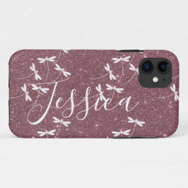 Glitters en libellen gepersonaliseerd Case-Mate iPhone case