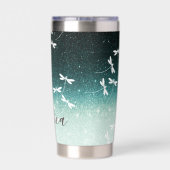 Glitters en libellen gepersonaliseerd geïsoleerde drinkbeker (Achterkant)