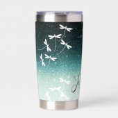 Glitters en libellen gepersonaliseerd geïsoleerde drinkbeker (Voorkant)