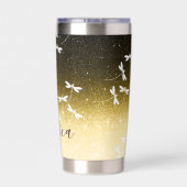 Glitters en libellen gepersonaliseerd geïsoleerde drinkbeker (Achterkant)