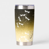 Glitters en libellen gepersonaliseerd geïsoleerde drinkbeker (Voorkant)