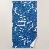 Glitters en libellen gepersonaliseerde badhanddoek (Voorkant)