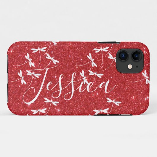 Glitters en libellen gepersonaliseerde  Case-Mate  iPhone Case (Achterkant (horizontaal))