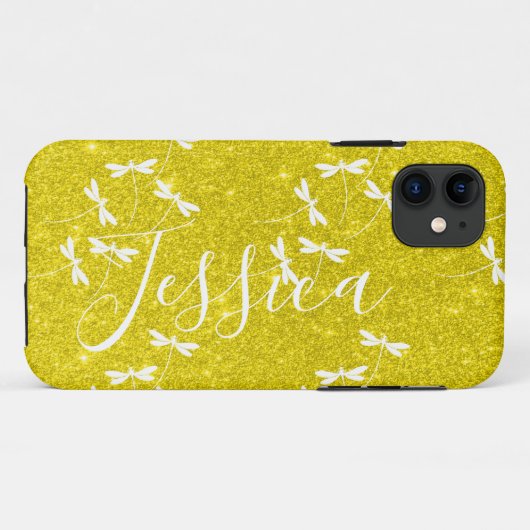 Glitters en libellen gepersonaliseerde  Case-Mate  iPhone Case (Achterkant (horizontaal))