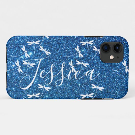 Glitters en libellen gepersonaliseerde  Case-Mate  iPhone Case (Achterkant (horizontaal))