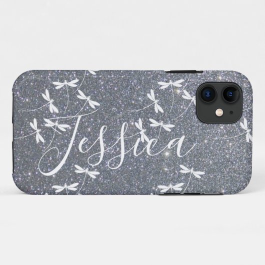 Glitters en libellen gepersonaliseerde  Case-Mate  iPhone Case (Achterkant (horizontaal))