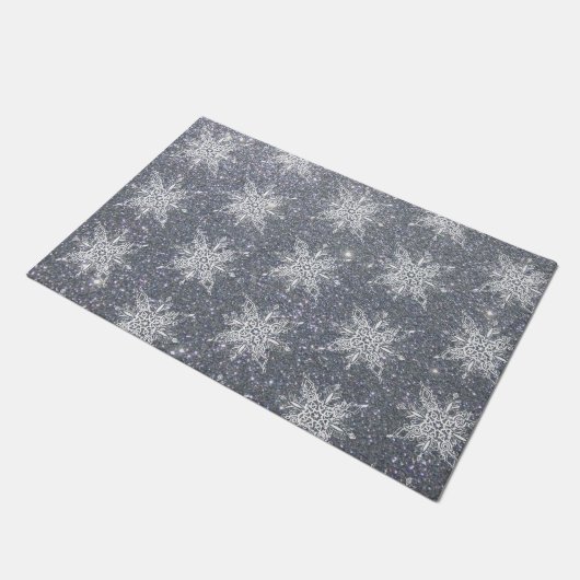 Glitters en sneeuwvlokken  deurmat (Schuin)
