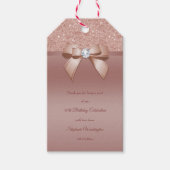 Glitters & Glamour, Roze Gouden Verjaardagsfeestje Cadeaulabel (Voorkant)