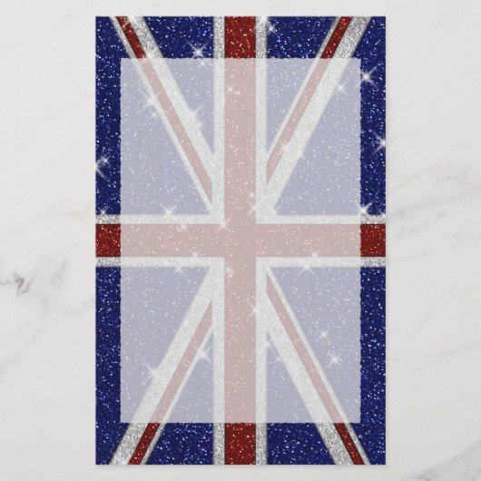Glitters Glanzende Sparkle Union Jack Vlag Briefpapier (Voorkant)
