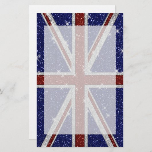 Glitters Glanzende Sparkle Union Jack Vlag Briefpapier (Voorkant / Achterkant)