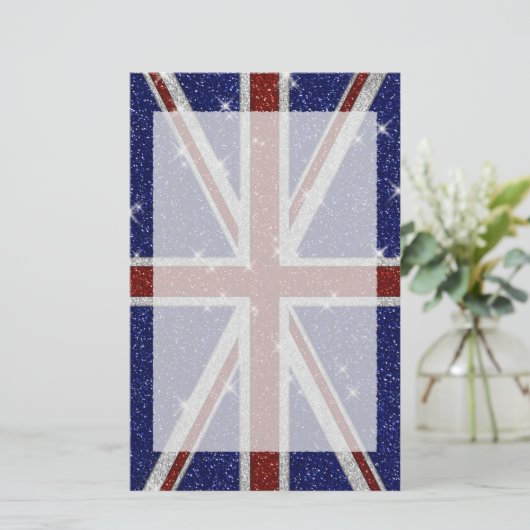 Glitters Glanzende Sparkle Union Jack Vlag Briefpapier (Staand voorkant)