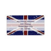 Glitters Glanzende Sparkle Union Jack Vlag Etiket (Voorkant)