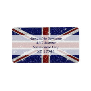 Glitters Glanzende Sparkle Union Jack Vlag Etiket