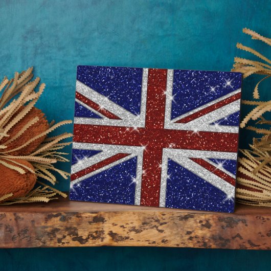 Glitters Glanzende Sparkle Union Jack Vlag Fotoplaat (Zijkant)