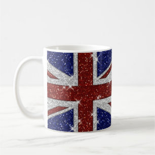 Glitters Glanzende Sparkle Union Jack Vlag Koffiemok