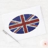 Glitters Glanzende Sparkle Union Jack Vlag Ovale Sticker (Envelop)