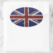 Glitters Glanzende Sparkle Union Jack Vlag Ovale Sticker (Tas)