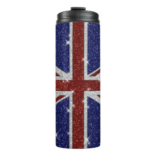 Glitters Glanzende Sparkle Union Jack Vlag Thermosbeker