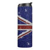 Glitters Glanzende Sparkle Union Jack Vlag Thermosbeker (Gedraaid links)