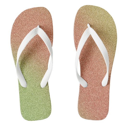 Glitters met goudgroene gradiënt, Paar van Oranje Teenslippers (Voetbed)