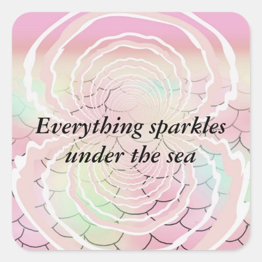 Glitters onder de Oceaan Vierkante Sticker (Voorkant)