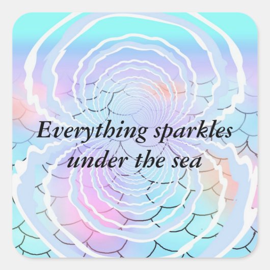 Glitters onder de zee vierkante sticker (Voorkant)