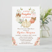 Glitters Pumpkin Floral Herfst Baby shower Kaart (Staand voorkant)