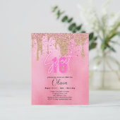 Glitters Schattig 16 Vrolijk Roze 16de Verjaardag (Staand voorkant)