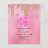 Glitters Schattig 16 Vrolijk Roze 16de Verjaardag (Voorkant)
