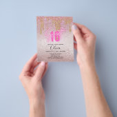 Glitters Schattig 16 Vrolijk Roze 16de Verjaardag Flyer (Hand)