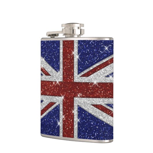 Glitters Shiny Sparkle Union Jack Flag Heupfles (Links)