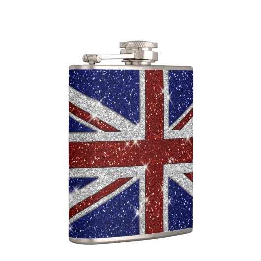 Glitters Shiny Sparkle Union Jack Flag Heupfles (Rechts)
